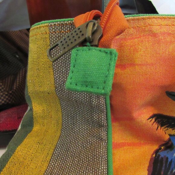 Paul Brent Tropical Beach Bag Sun N Sand Palm Trees Yellow Orange EUC - Picture 4 of 7